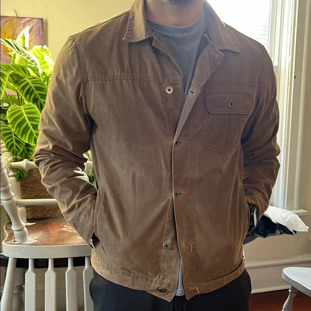 Flint & Tinder Waxed Trucker Jacket Soze Large - Picture 1 of 5